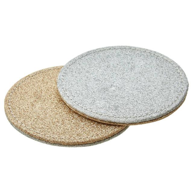 Premier Housewares Geome Set Of 4 Reversible Gold And Silver Glitter Coasters