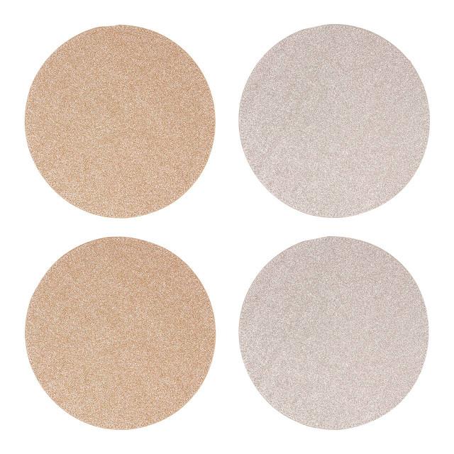 premier housewares Geome Set of 4 Reversible Gold And Silver Glitter Placemats