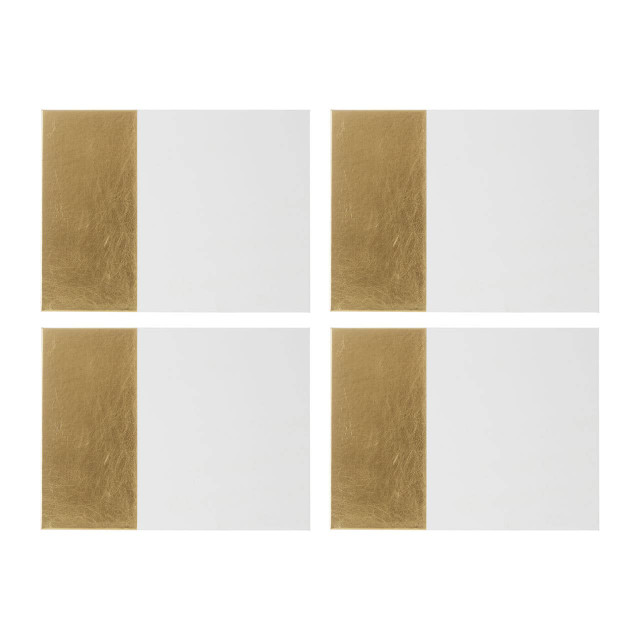 Premier Housewares Geome Set Of 4 White And Gold Placemats