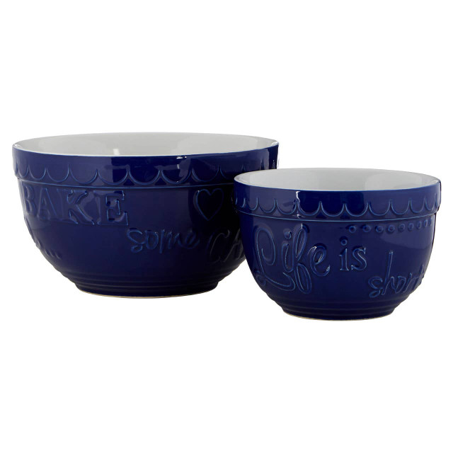 Premier Housewares Gigi Set Of Two Blue And White Mixing Bowls