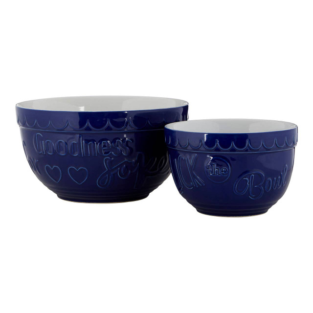 premier housewares Gigi Set Of Two Blue And White Mixing Bowls