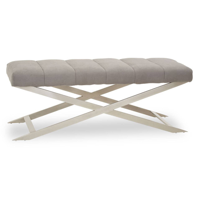 Premier Housewares Gilden Grey Bench With Cross Base