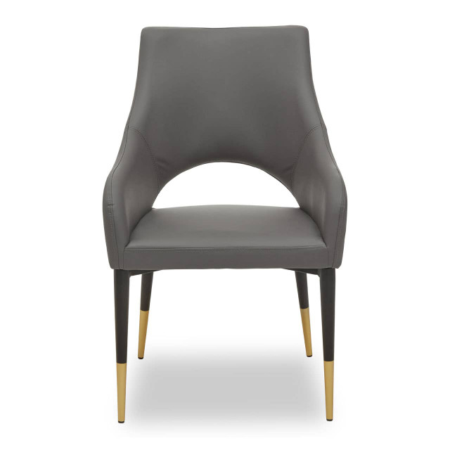 Premier Housewares Gilden Grey Leather Effect Dining Chair With Gold Tip Legs
