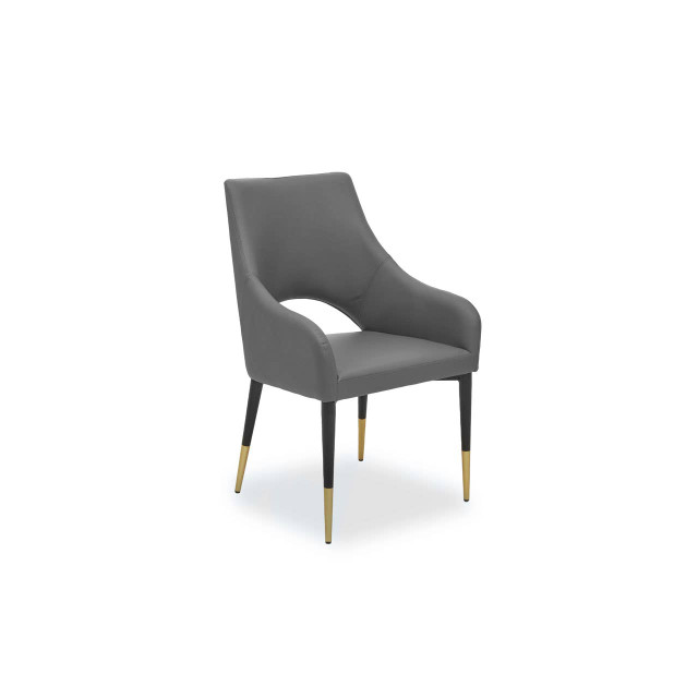 premier housewares Gilden Grey Leather Effect Dining Chair with Gold Tip Legs