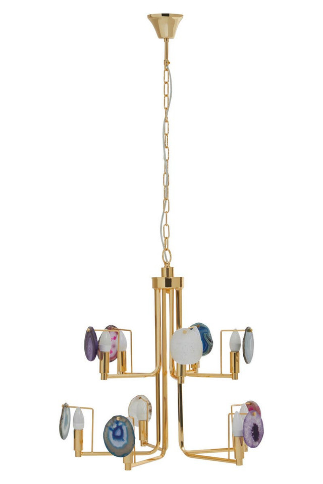 Premier Housewares Glamour Gold And Agate 10 Light Celing Light