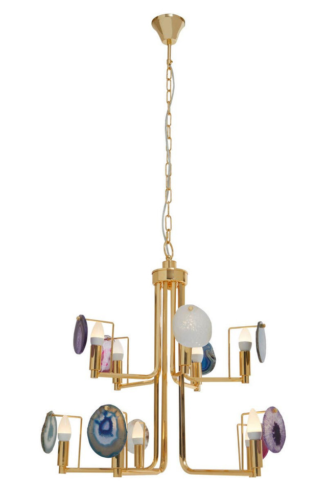 Premier Housewares Glamour Gold And Agate 10 Light Celing Light