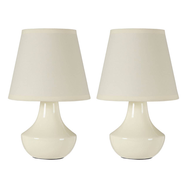 Premier Housewares Globo Set Of Two Cream Ceramic Table Lamps