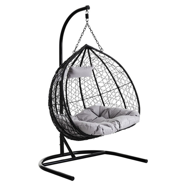 Premier Housewares Goa Black Rattan Effect Double Hanging Chair