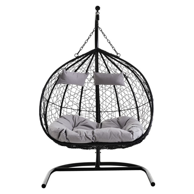 Premier Housewares Goa Black Rattan Effect Double Hanging Chair