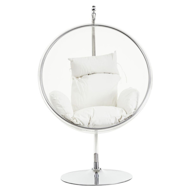 Premier Housewares Goa Hanging Bubble Chair With Cream Cushions