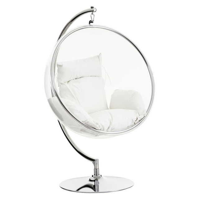premier housewares Goa Hanging Bubble Chair With Cream Cushions