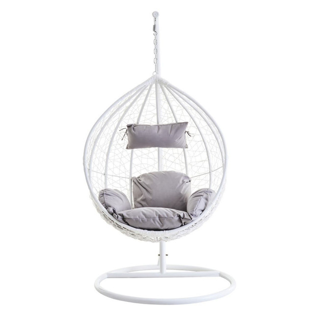 Premier Housewares Goa White Rattan Effect Hanging Chair