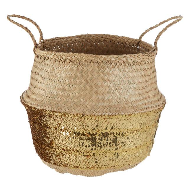 Premier Housewares Gold Sequin Small Seagrass Basket