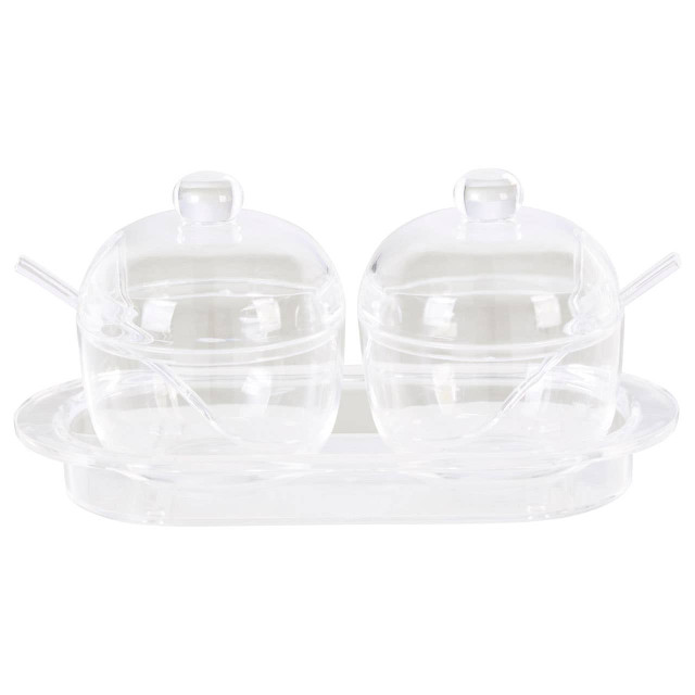 Premier Housewares Gozo Set Of 2 Condiment Pots Withy Tray