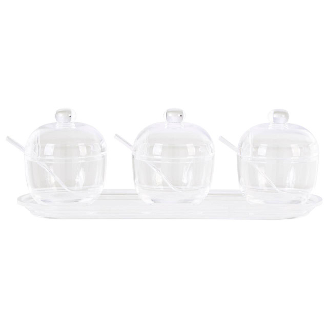 Premier Housewares Gozo Set Of 3 Condiment Pots Withy Tray