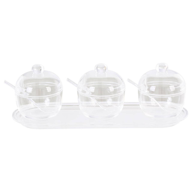 Premier Housewares Gozo Set Of 3 Condiment Pots Withy Tray