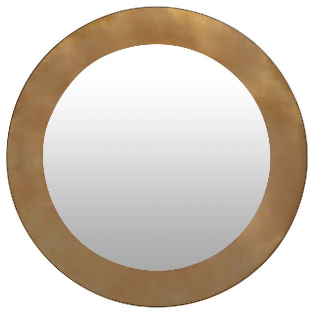 Premier Housewares Grenoble Brushed Gold Round Wall Mirror