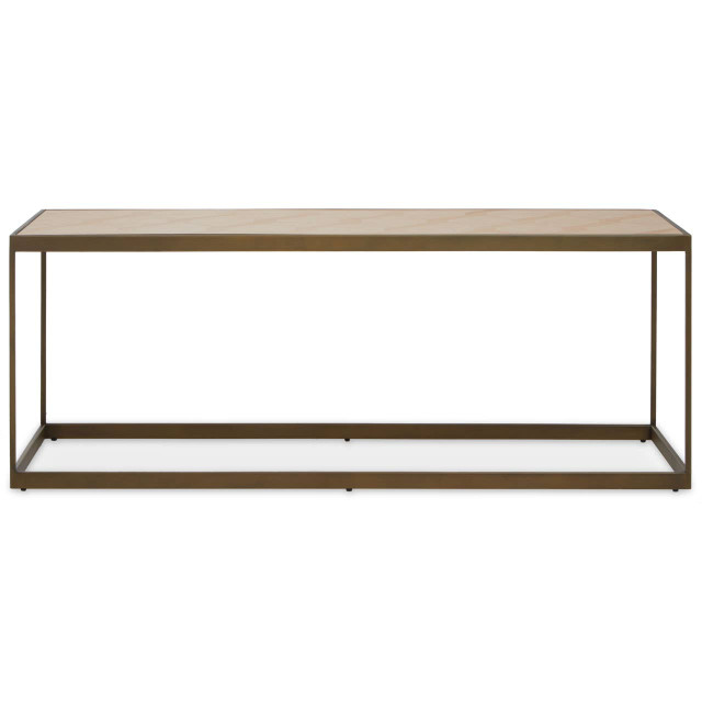 premier housewares Grenoble Oak Veneer and Brushed Brass Coffee Table