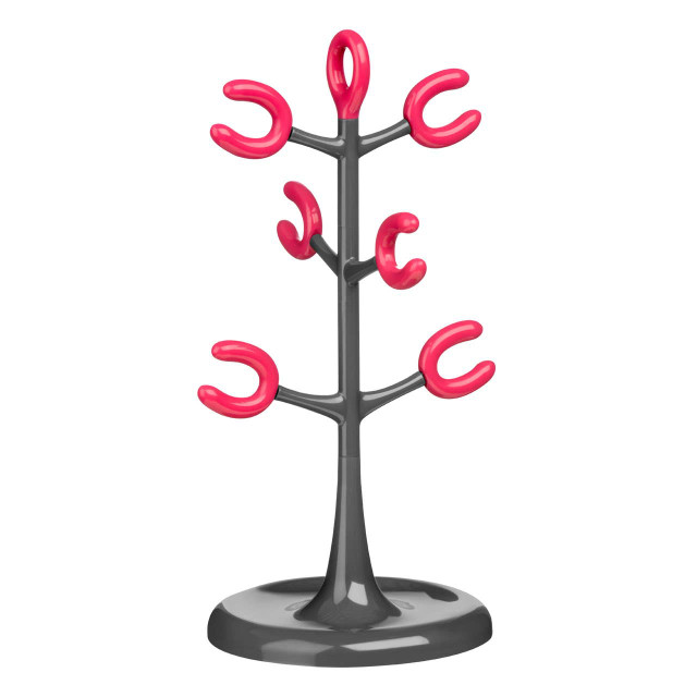 Premier Housewares Grey And Hot Pink 6 Cup Mug Tree