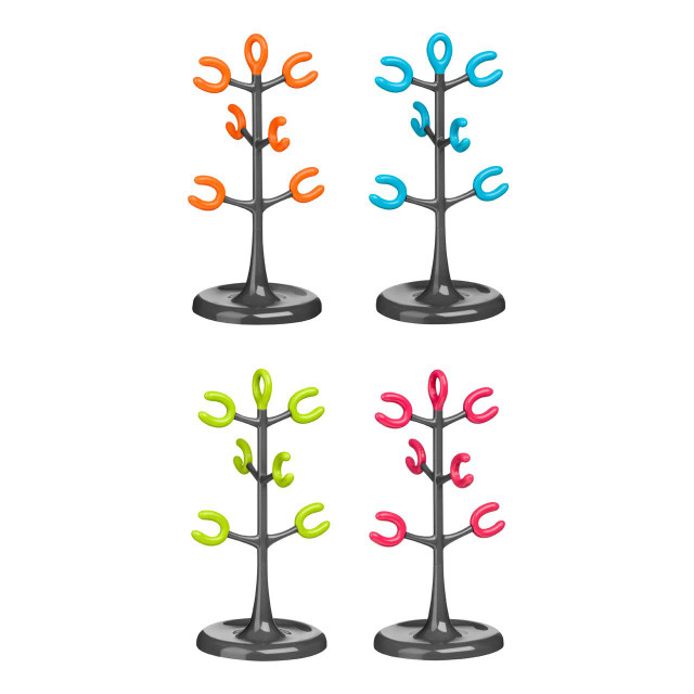 Premier Housewares Grey And Hot Pink 6 Cup Mug Tree