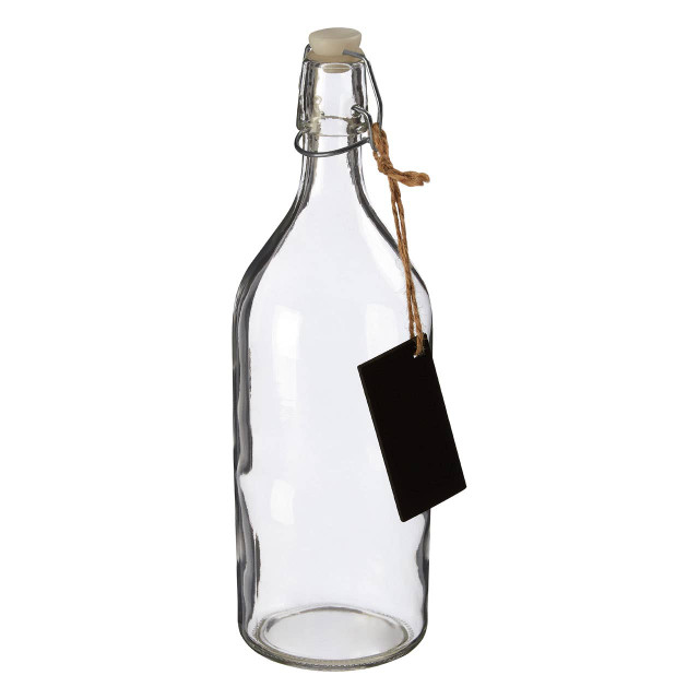Premier Housewares Grocer Glass Bottle With Chalkboard Tag 1000ml