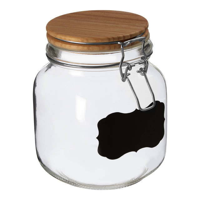 Premier Housewares Grocer Glass Storage Jar With Wooden Lid 1000ml