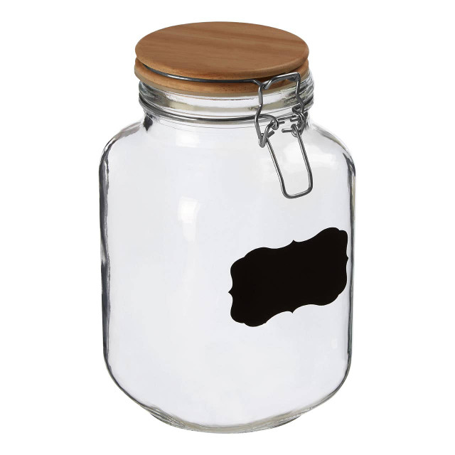 Premier Housewares Grocer Glass Storage Jar With Wooden Lid 2000ml