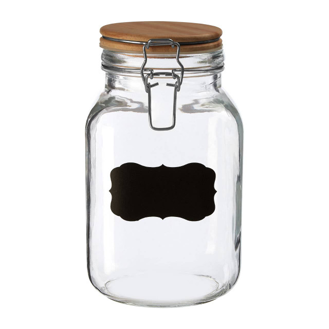 premier housewares Grocer Glass Storage Jar with Wooden Lid 2000ml