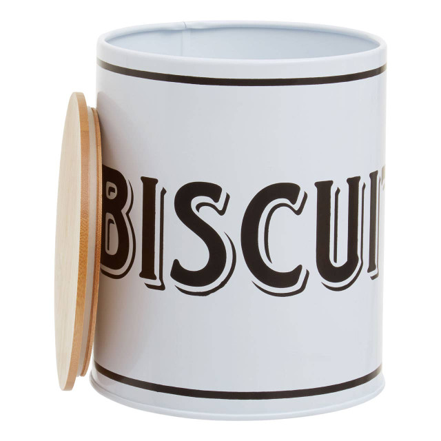 Premier Housewares Grocer White Metal Biscuit Canister