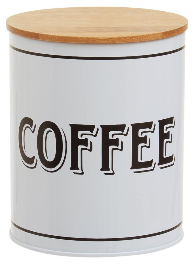 Premier Housewares Grocer White Metal Coffee Canister