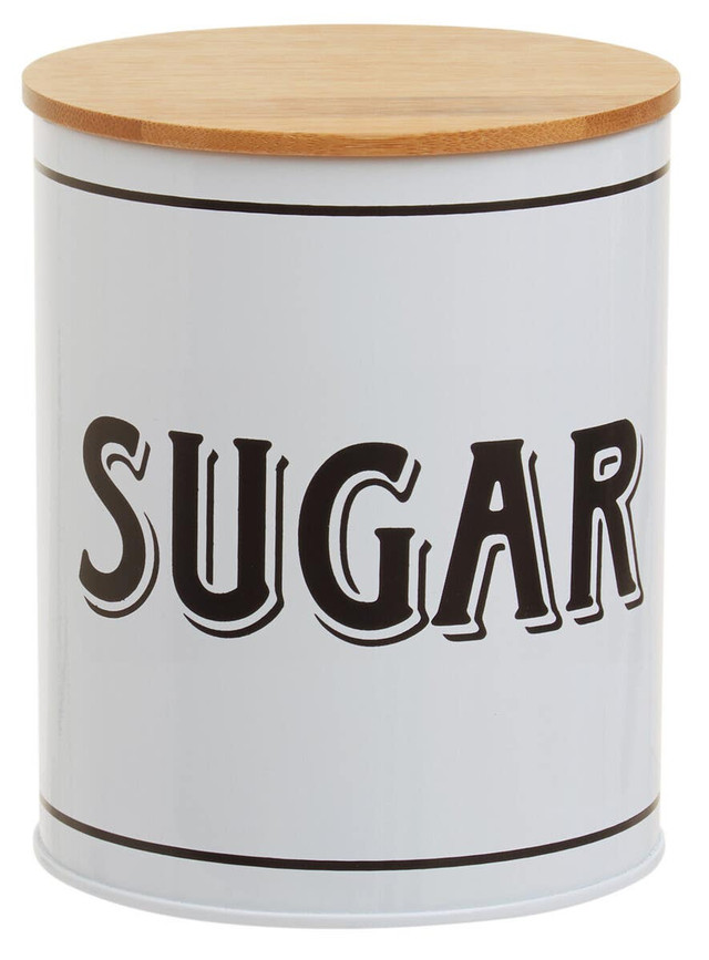 Premier Housewares Grocer White Metal Sugar Canister