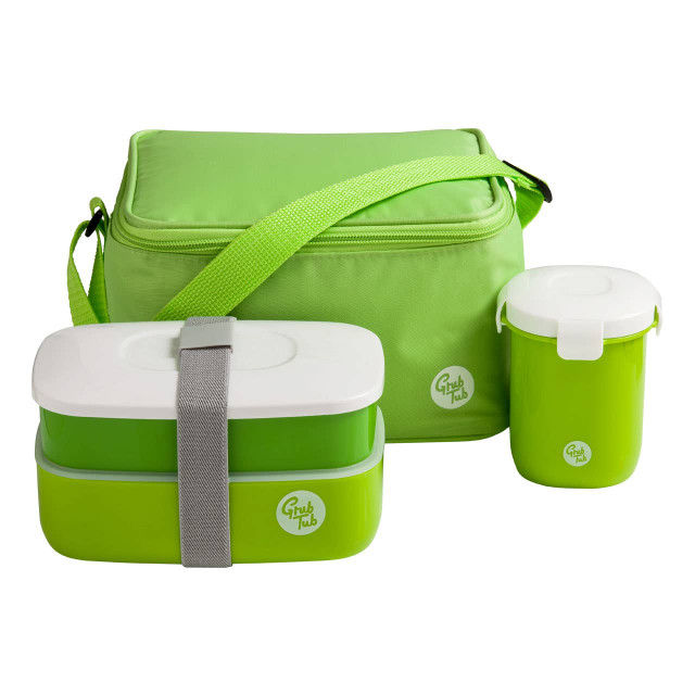 Premier Housewares Grub Tub Green Lunch Box Set With Insulated Bag