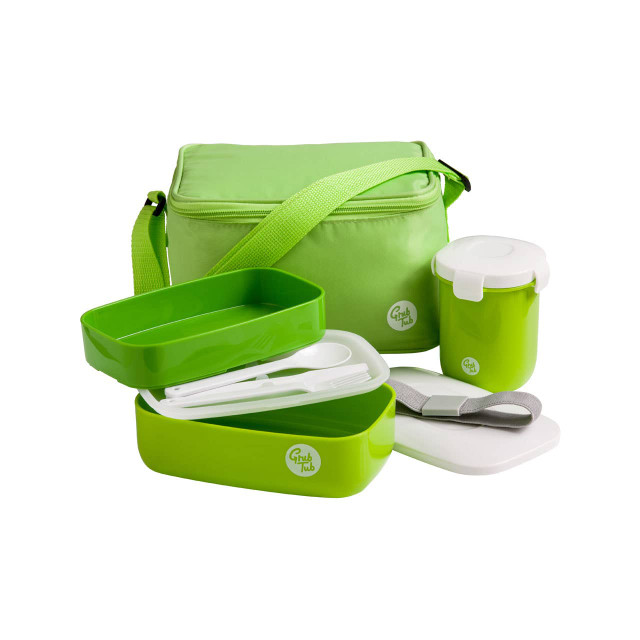 Premier Housewares Grub Tub Green Lunch Box Set With Insulated Bag