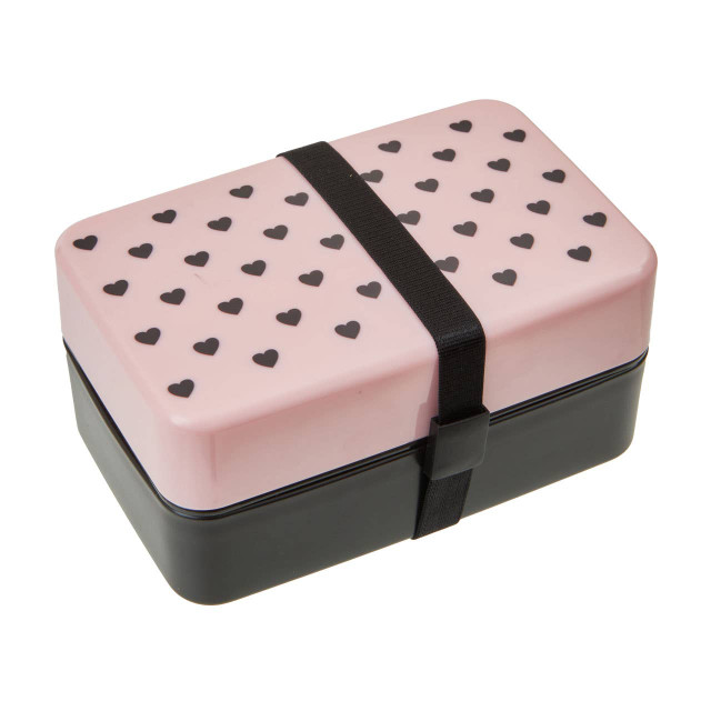 Premier Housewares Grub Tub Light Pink Hearts Lunch Box With Cutlery