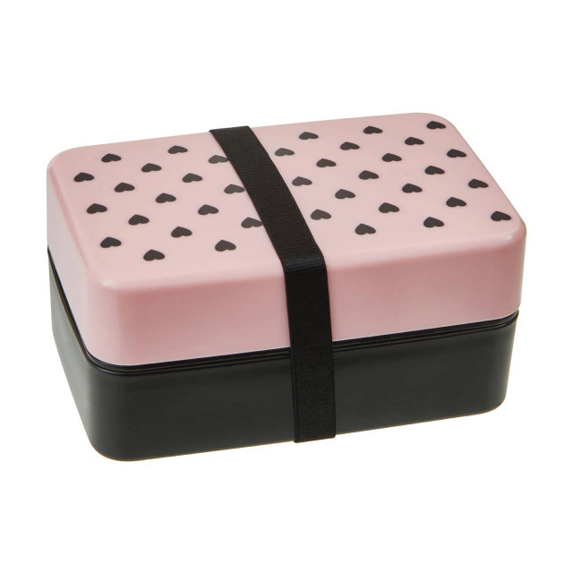 Premier Housewares Grub Tub Light Pink Hearts Lunch Box With Cutlery