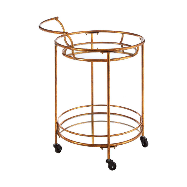 Premier Housewares Hadley 2 Tier Gold Finish Drinks Trolley