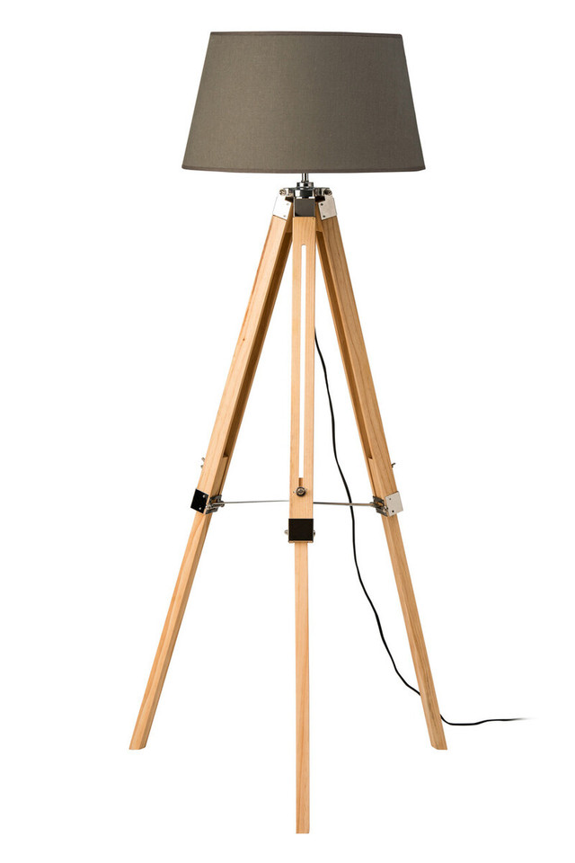 Premier Housewares Hadson Tripod Grey Shade Floor Lamp With EU Plug
