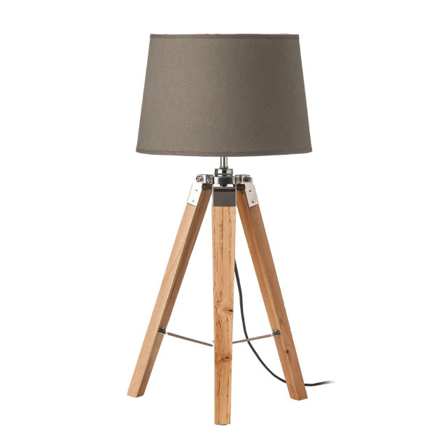 Premier Housewares Hadson Tripod Table Lamp With Light Wood Base