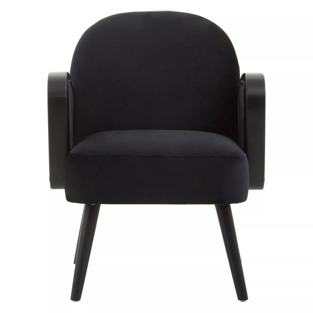 premier housewares Hala Black Velvet and Rattan Armchair