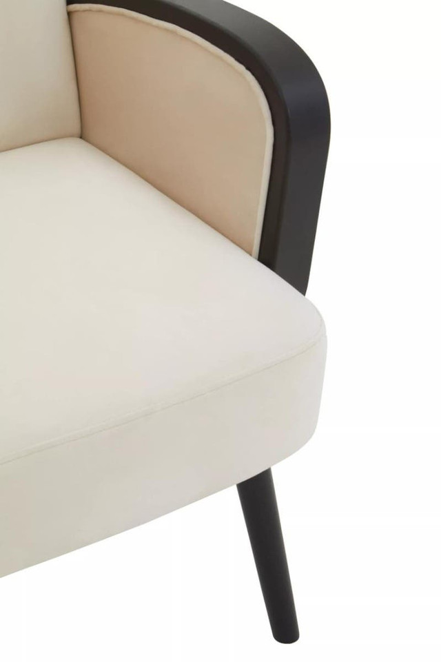 Premier Housewares Hala Cream Velvet And Rattan Armchair