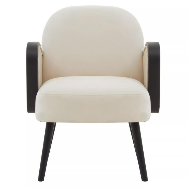 premier housewares Hala Cream Velvet and Rattan Armchair