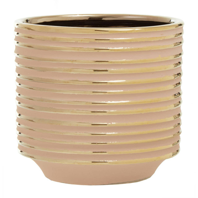 Premier Housewares Haldis Blush Pink And Gold Large Ceramic Planter