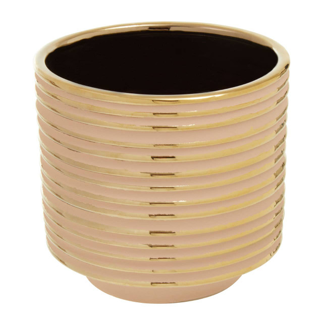 Premier Housewares Haldis Blush Pink And Gold Large Ceramic Planter
