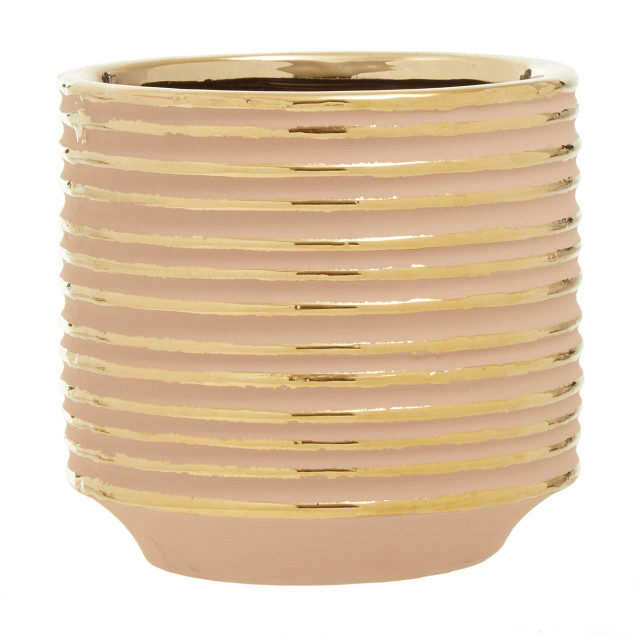 Premier Housewares Haldis Blush Pink And Gold Small Ceramic Planter