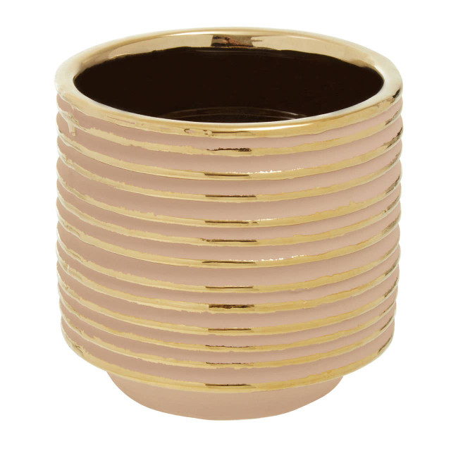Premier Housewares Haldis Blush Pink And Gold Small Ceramic Planter
