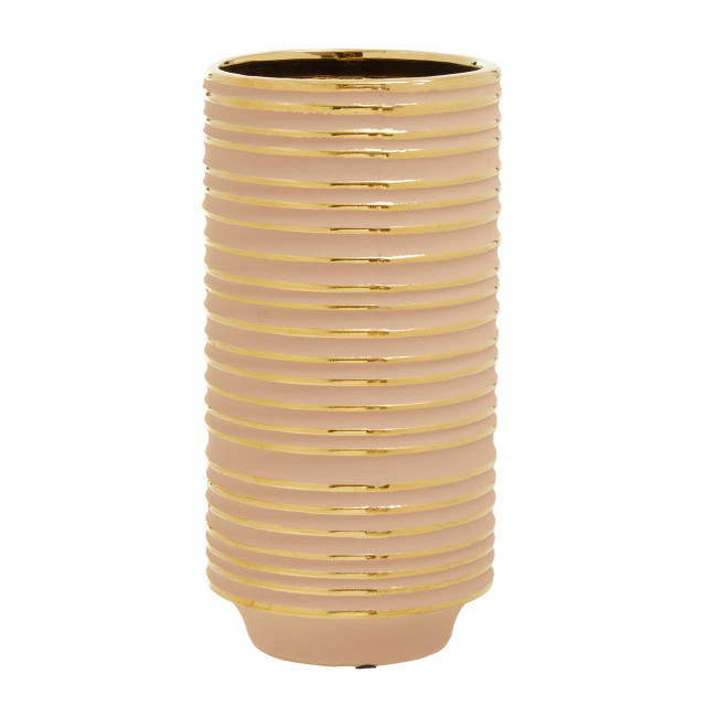 Premier Housewares Haldis Blush Pink And Gold Small Ceramic Vase