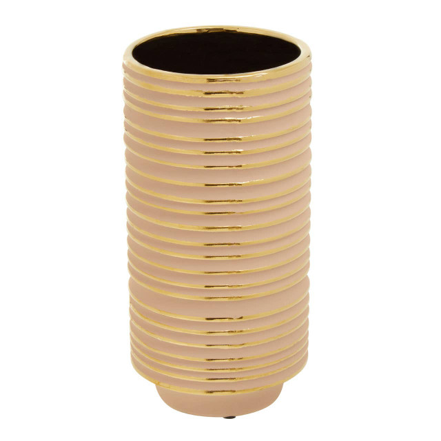 Premier Housewares Haldis Blush Pink And Gold Small Ceramic Vase