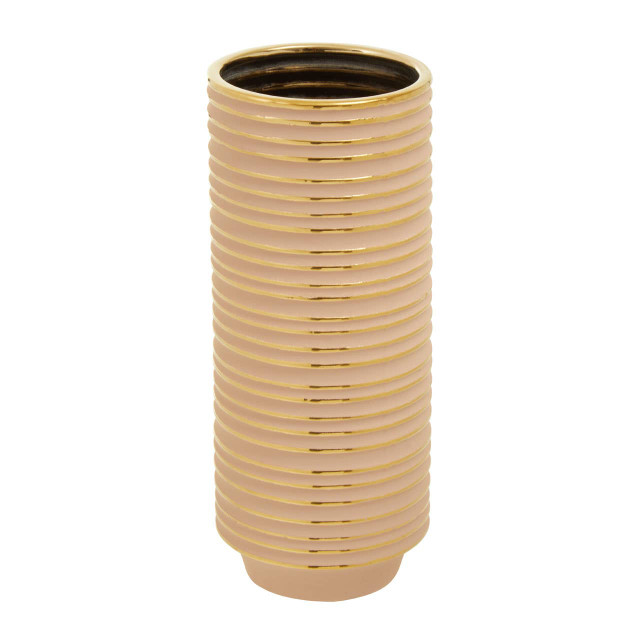 Premier Housewares Haldis Large Blush Pink And Gold Ceramic Vase