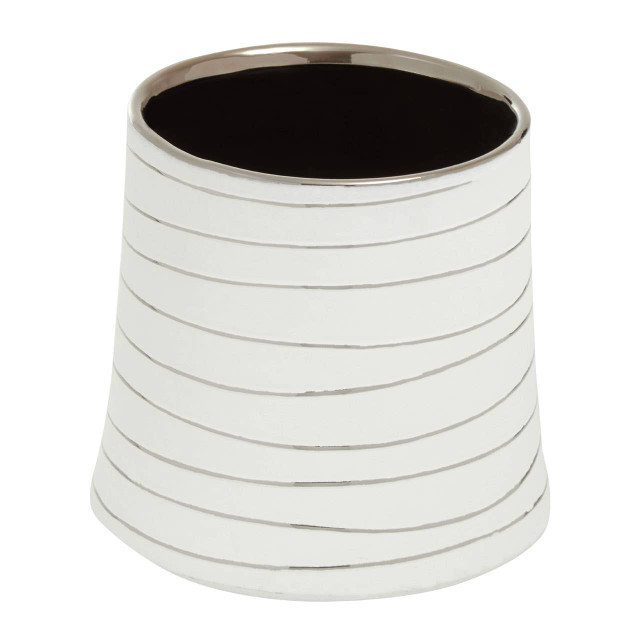 Premier Housewares Haldis Small White And Silver Ceramic Planter
