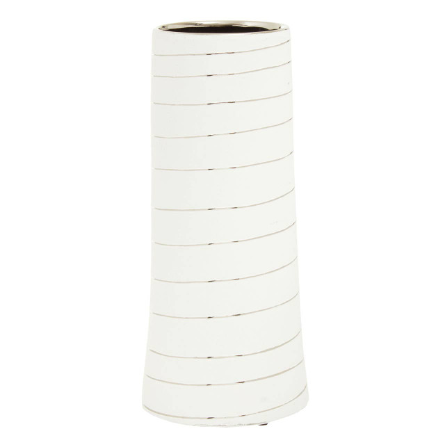 Premier Housewares Haldis Small White And Silver Ceramic Vase